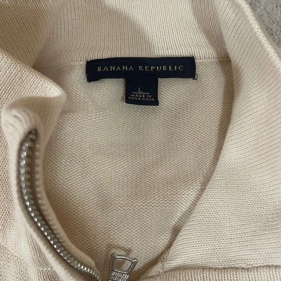 SOLD!! Women’s BR oversized cream full zip up mock neck sweater L - Picture 3 of 4